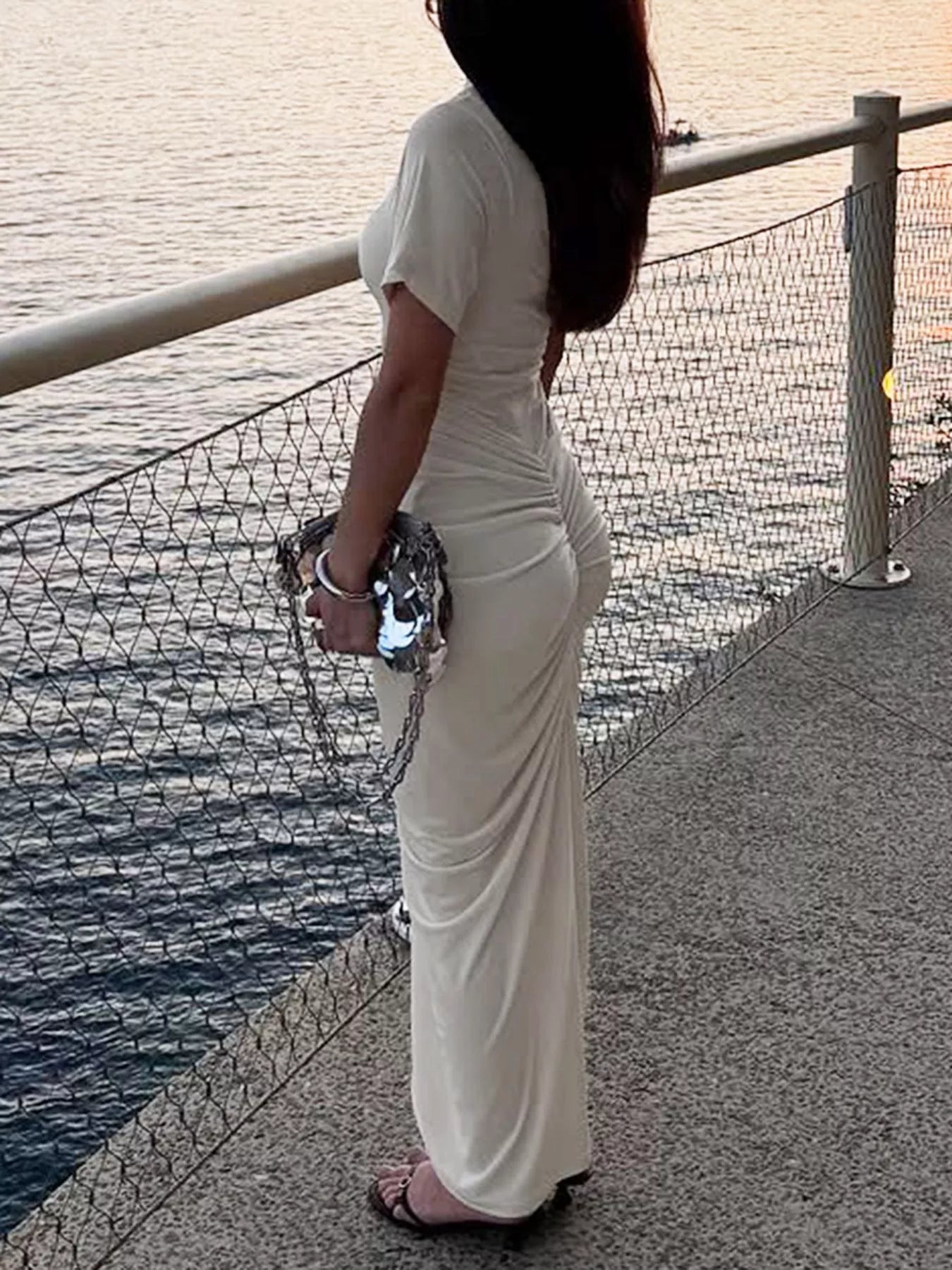 Women's Ruched Short Sleeve Maxi Dress — Chic and Unique AU