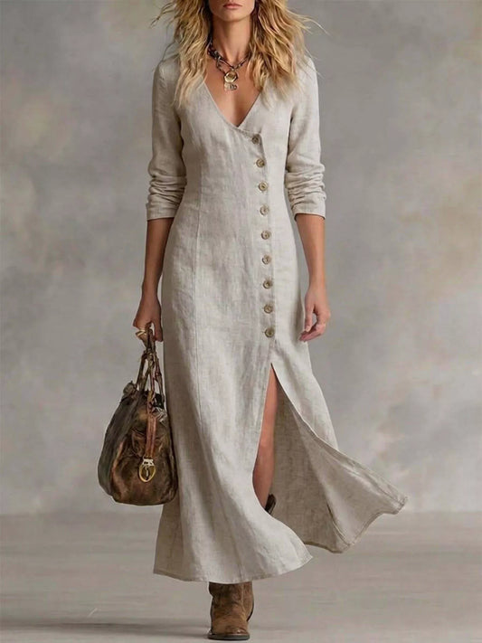 Slit Button-Down Midi Dress — women's midi dress Australia