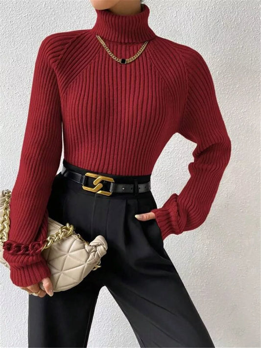 Women's Ribbed Knit Turtleneck Sweater — women's knitwear Australia