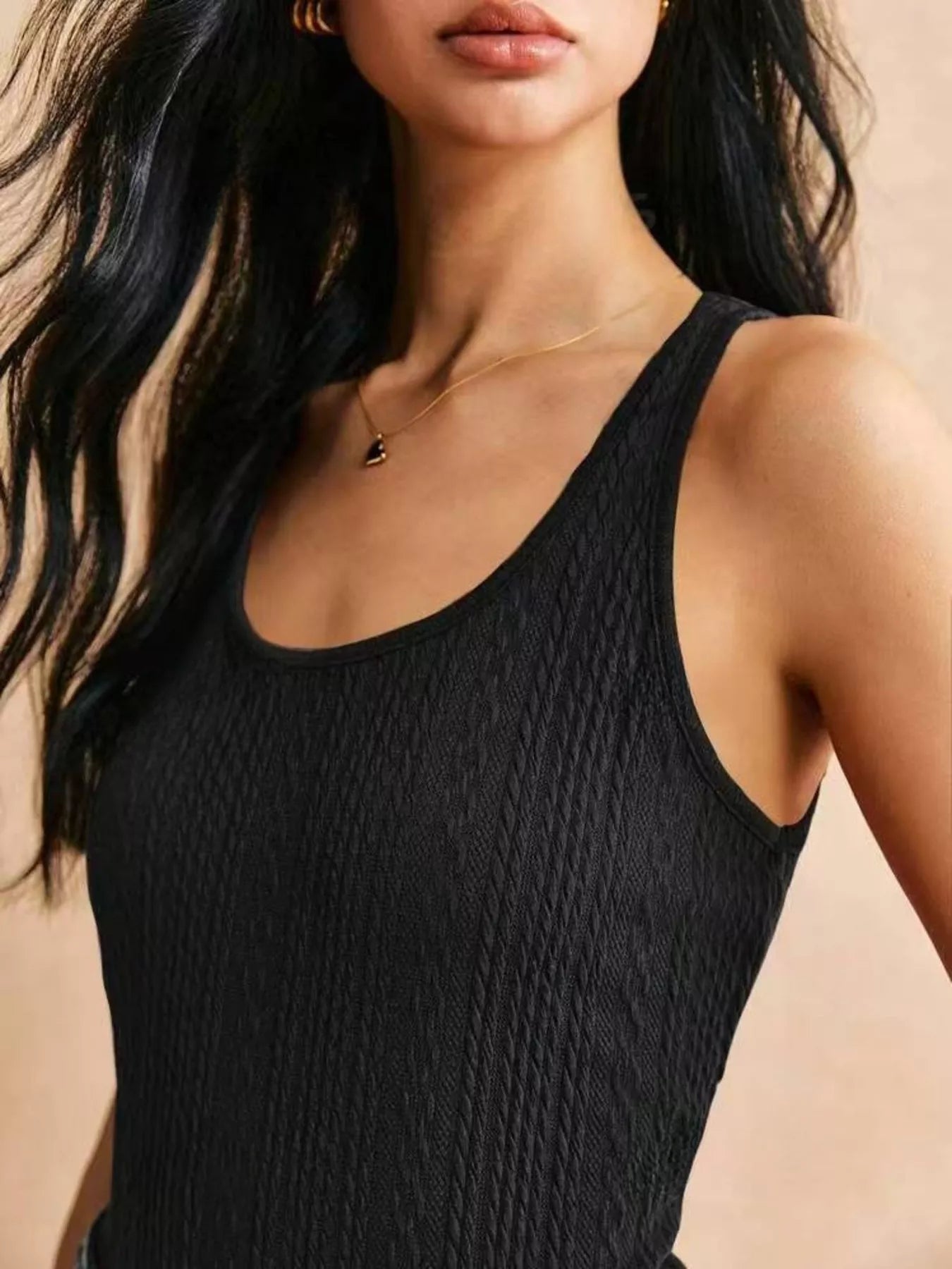 Textured Knit Scoop Neck Tank — women's tank top Australia