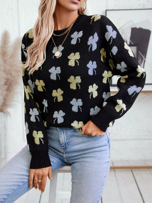 Women's Clover Round Neck Long Sleeve Sweater — women's knitwear Australia