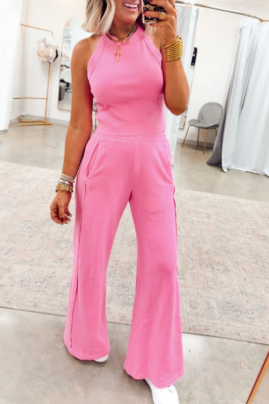 Slim Ribbed Tank Top and Sweatpants Set — women's knitwear Australia