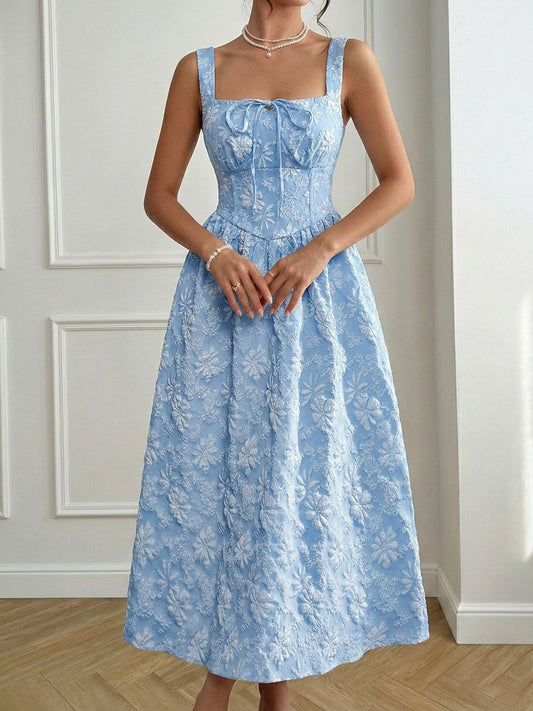 Floral Tie-Front A-Line Midi Dress — women's casual dress Australia